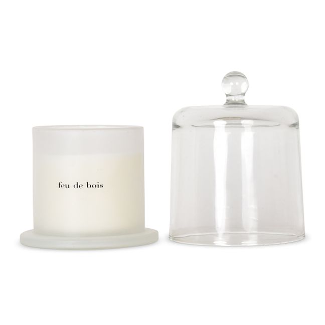 Wood Fire Bell Candle White
