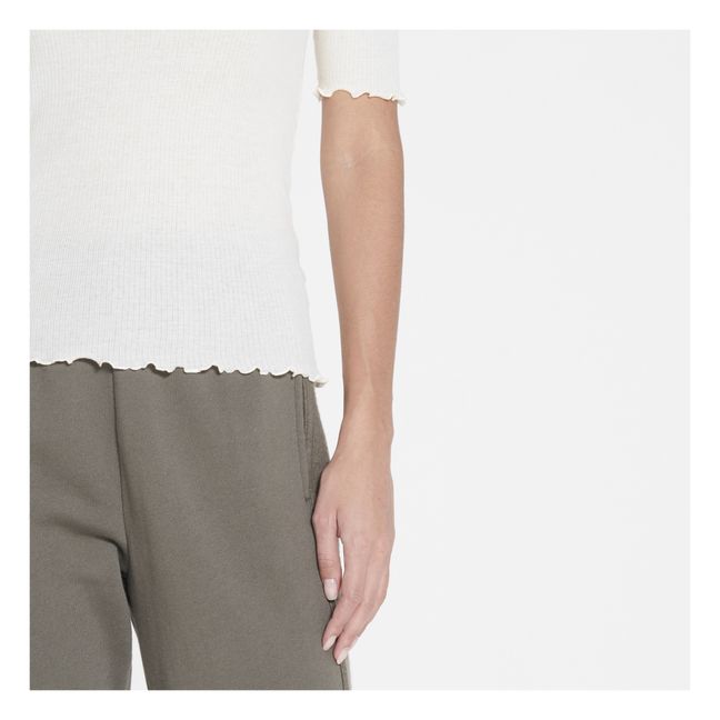 3/4 geripptes T-Shirt Pama Jersey aus Bio-Baumwolle | Weiß