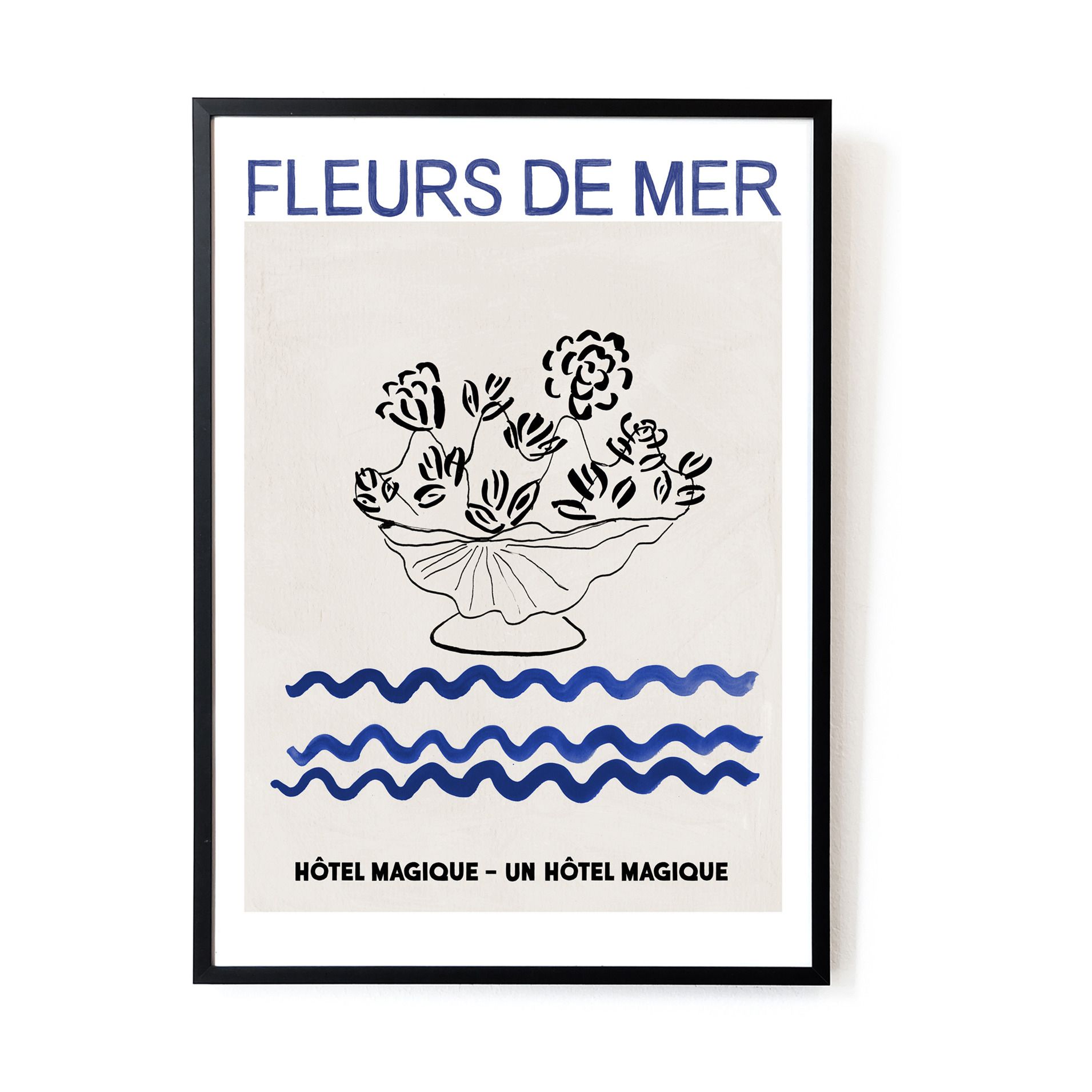 Hôtel Magique - Affiche A3 Fleurs de Mer - Bleu