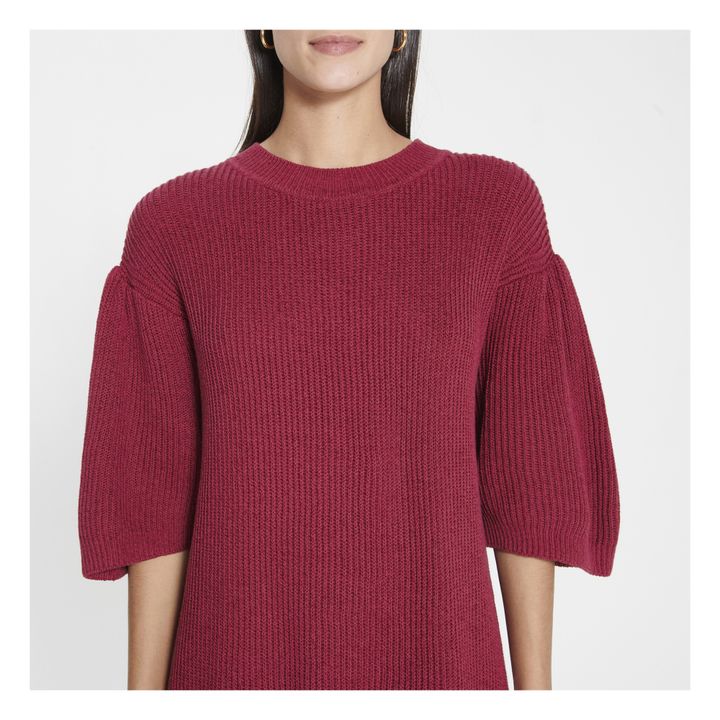 Linen and Cotton Jumper Dress Burgundy 
