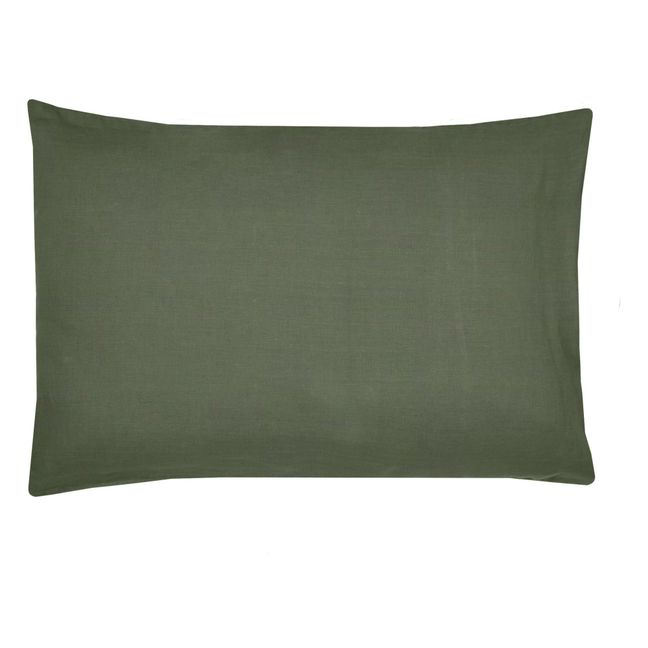Funda de amohada de lino lavado | Verde Kaki