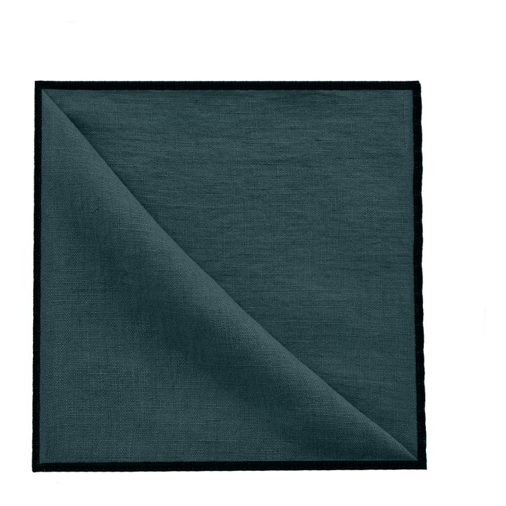 Servilleta de mesa de Lino lavado perfilado - Set de 4 | Azul apagado- Imagen del producto n°0