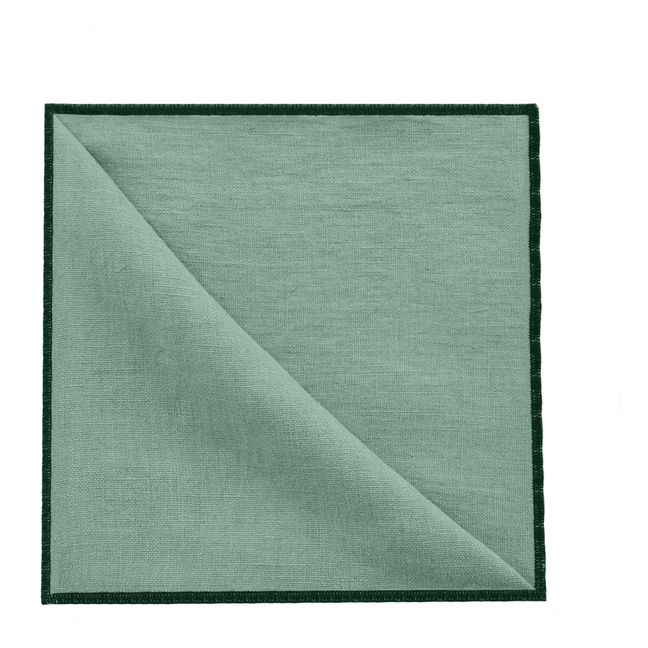 Set of 4 oversewn washed linen napkins | Sage