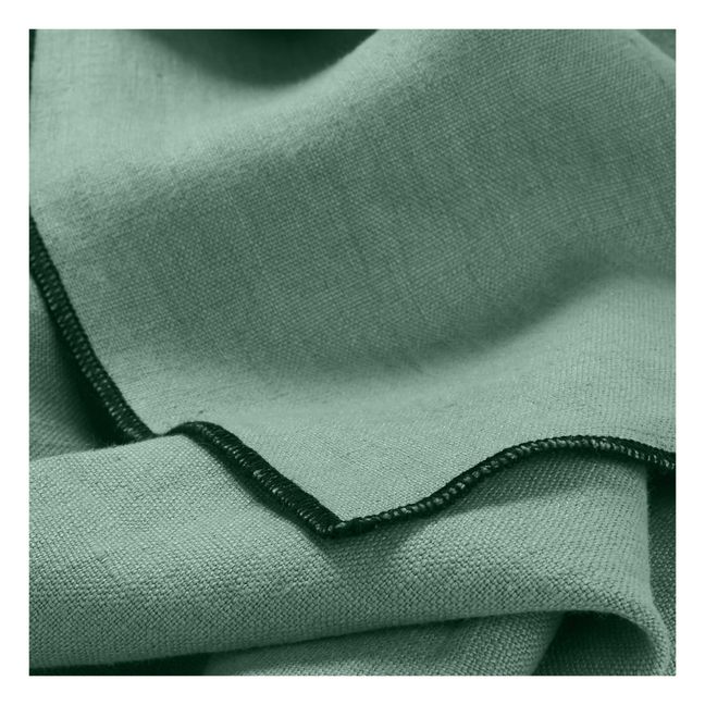 Set of 4 oversewn washed linen napkins | Sage