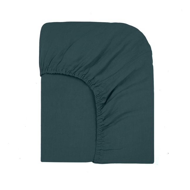 Lenzuolo con angoli in lino lavato  | Blu chiaro