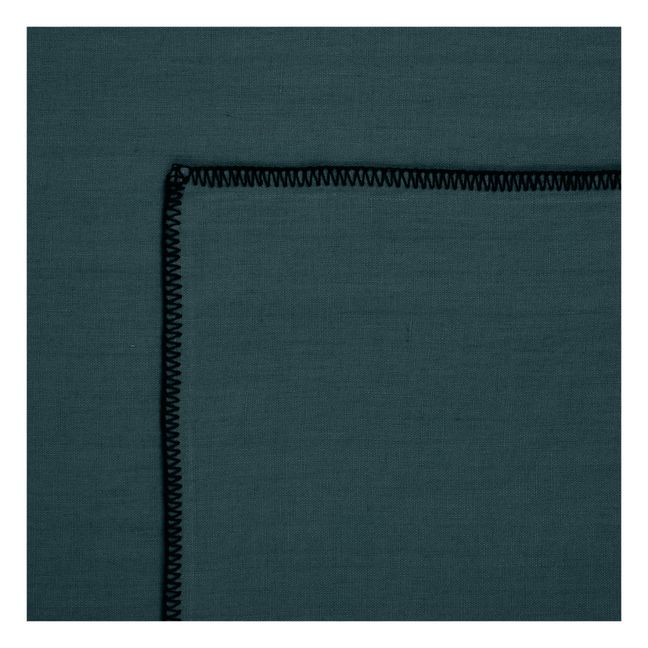 Oversewn washed linen tablecloth | Faded Blue