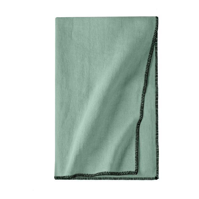 Oversewn washed linen tablecloth | Sage