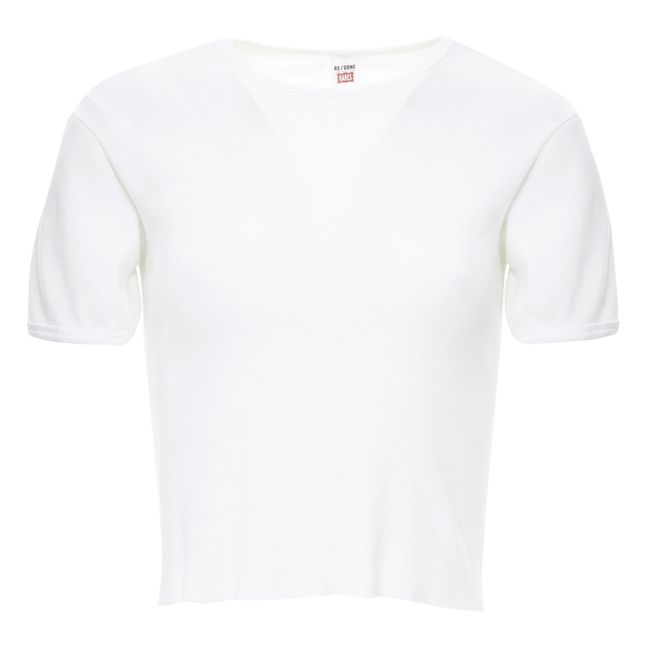 T-shirt 90's Ribbed Cap Sleeve Blanc
