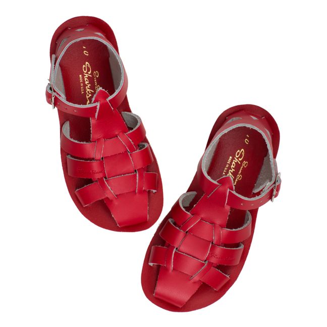 Shark Waterproof Leather Sandals | Red