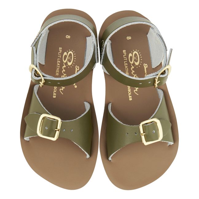 Sandalias de cuero impermeable Surfer | Verde Kaki