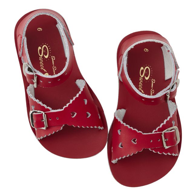 Sweetheart Waterproof Leather Sandals | Red