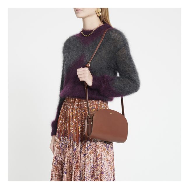 Sac Demi Lune Cuir Lisse | Noisette