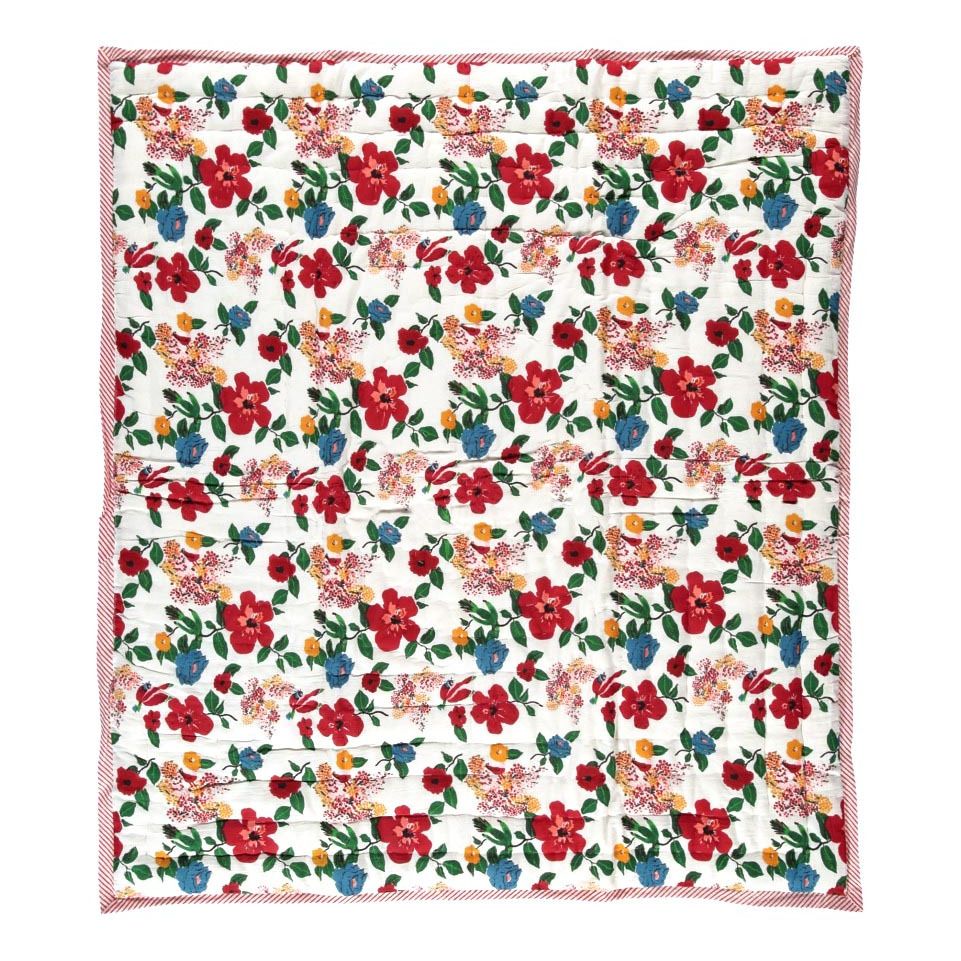 Le Petit Lucas du Tertre - Plaid quilté réversible imprimé Hibiscus - Multicolore