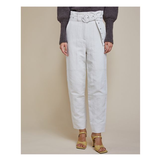 Pantaloni Paperbag Nadua in cotone e lino | Ecru