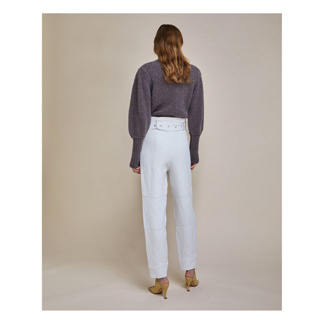 Pantaloni Paperbag Nadua in cotone e lino | Ecru