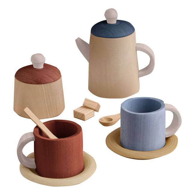 Tee-Service aus Holz | Blau