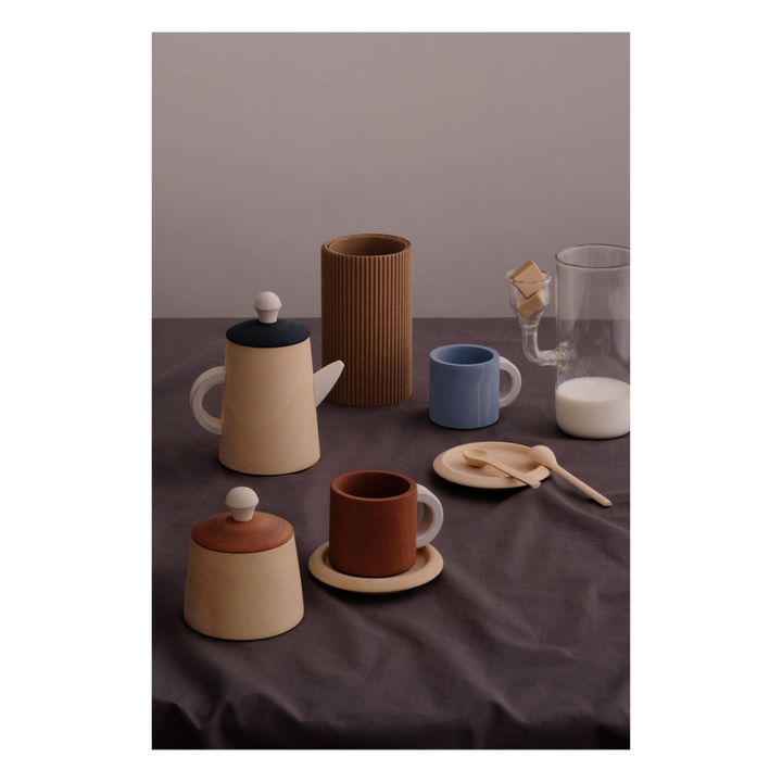 Tee-Service aus Holz | Blau- Produktbild Nr. 1
