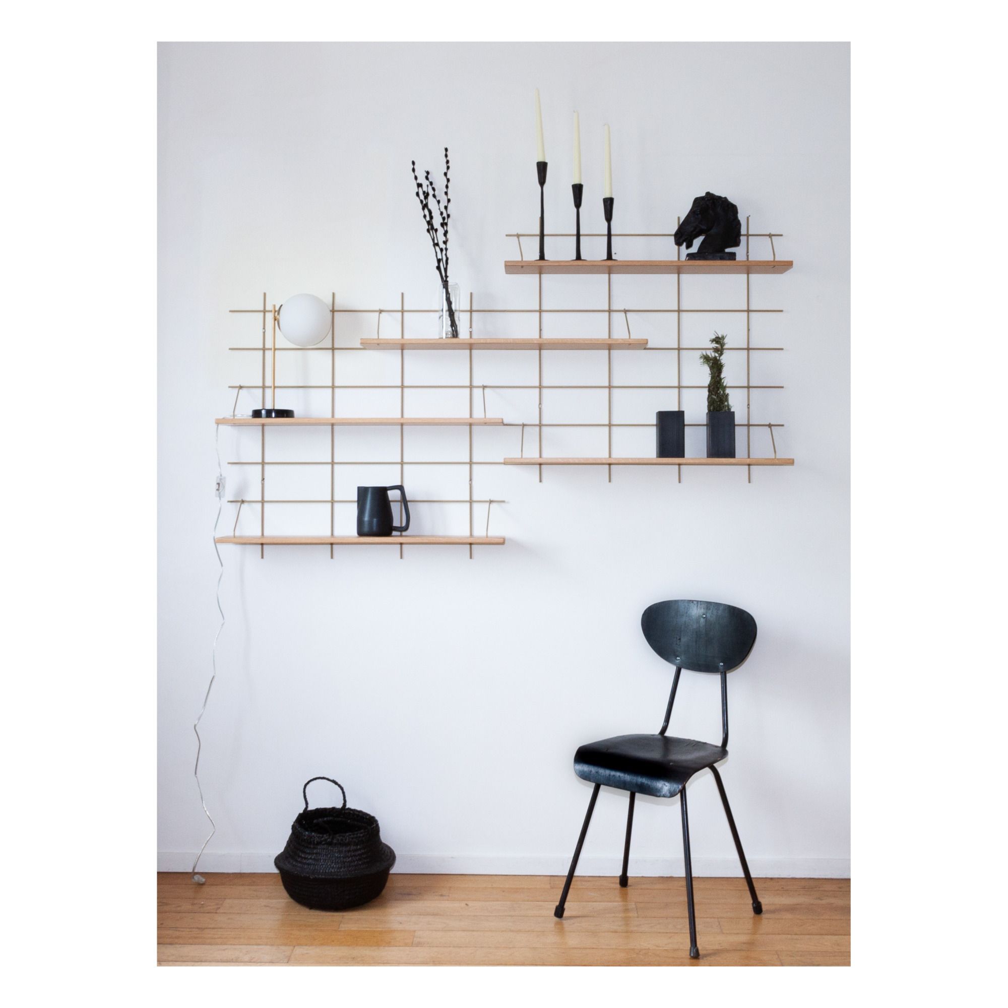 Gassien - Etagère Joackim base laiton - Bouleau