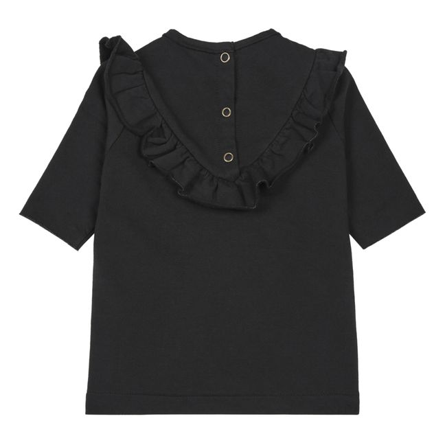 Robe Molleton Volants | Noir
