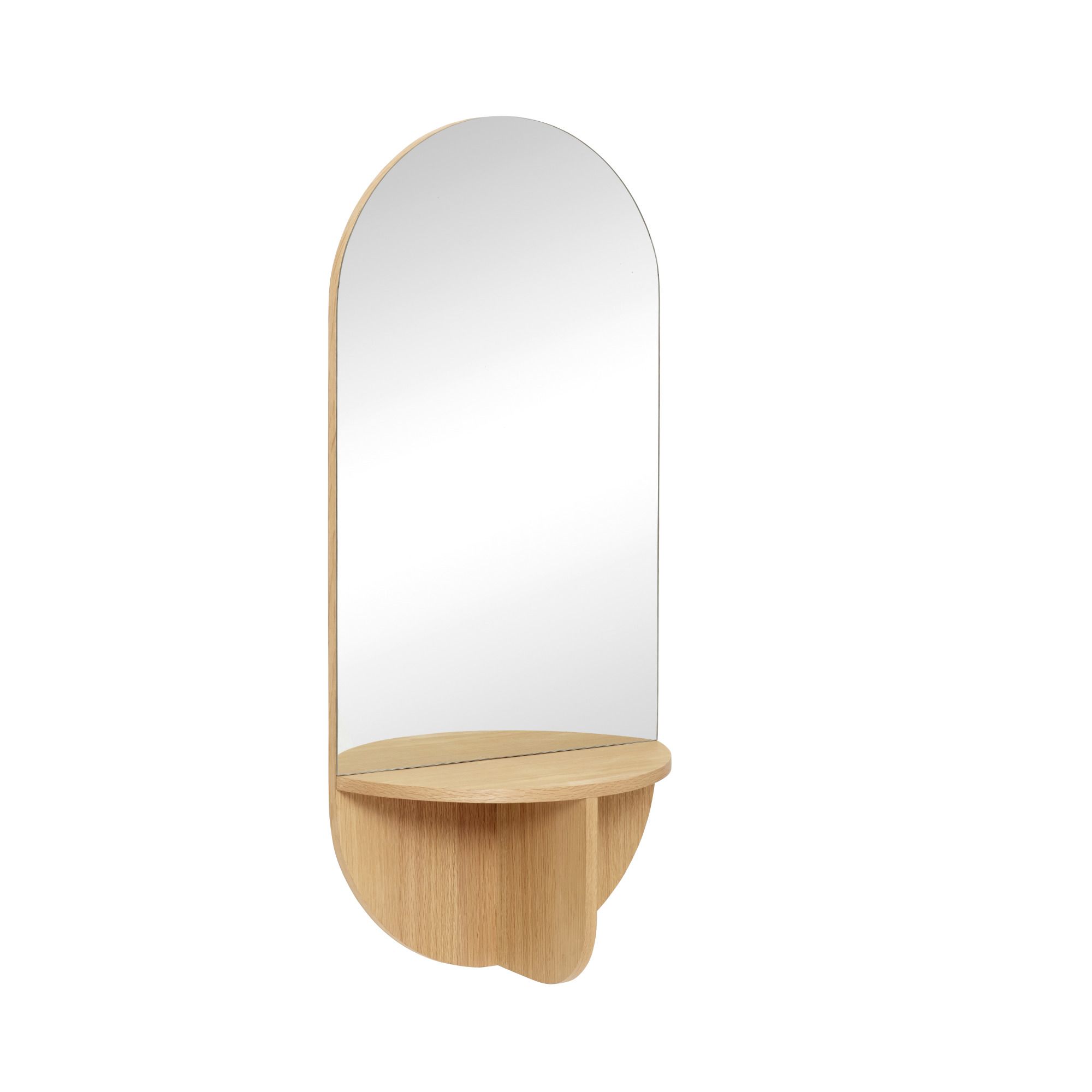 Hubsch - Grand miroir avec étagère en chêne FSC - Chêne