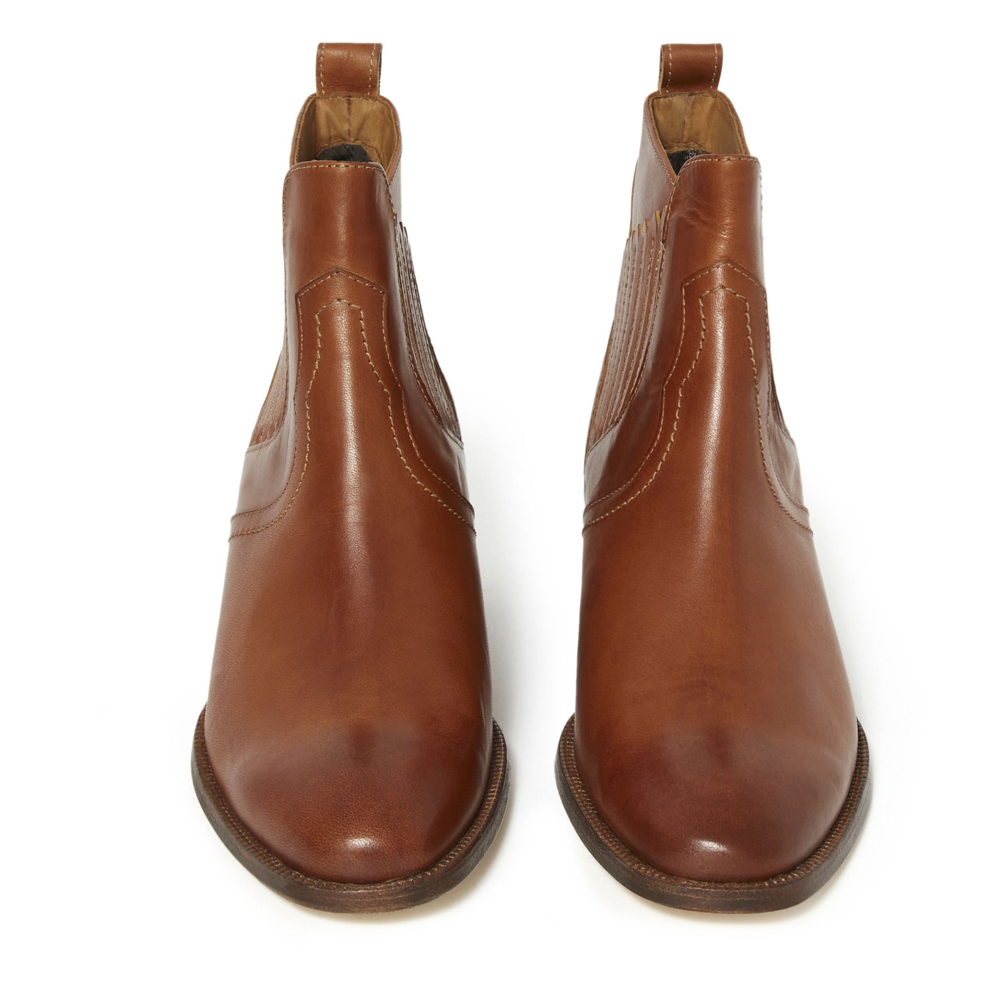 Santiag Vegetable-Tanned Leather Ankle Boots Cognac Vanessa Bruno