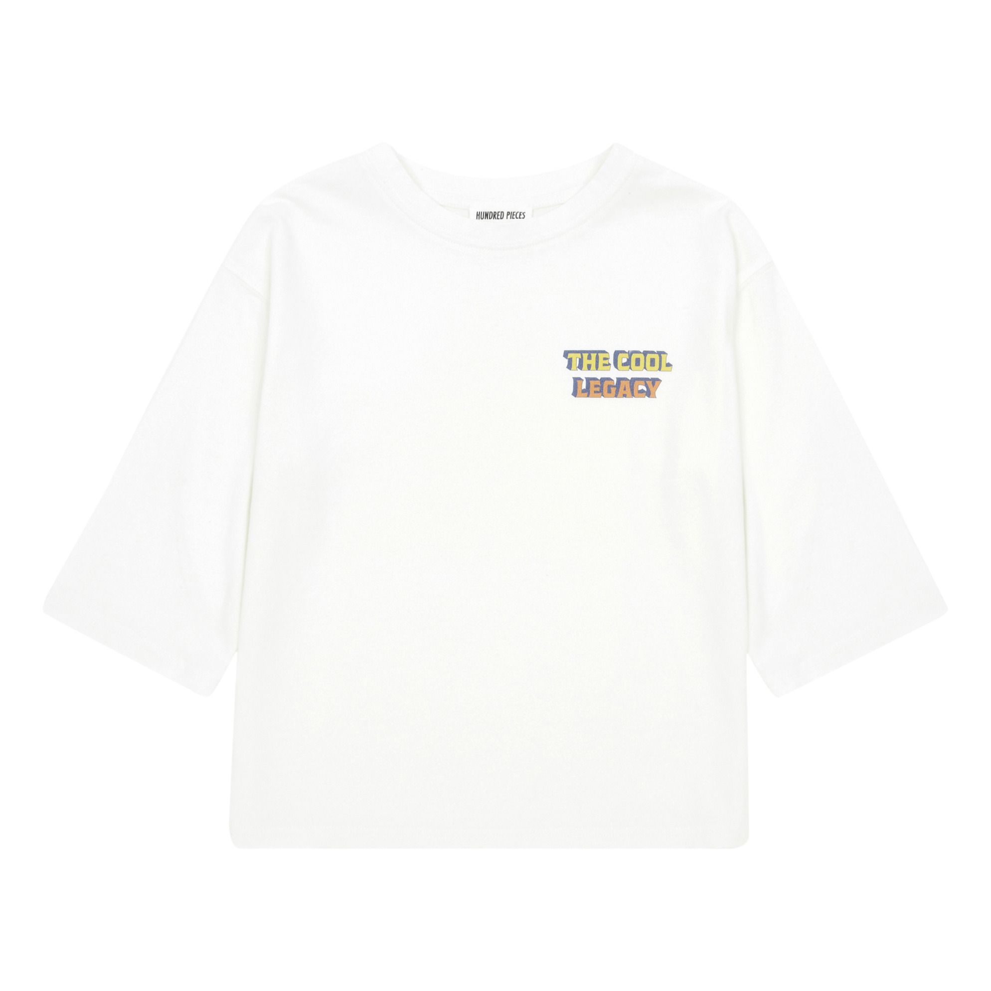 Hundred Pieces - T-Shirt Cool Legacy Coton Bio - Garçon - Blanc cassé