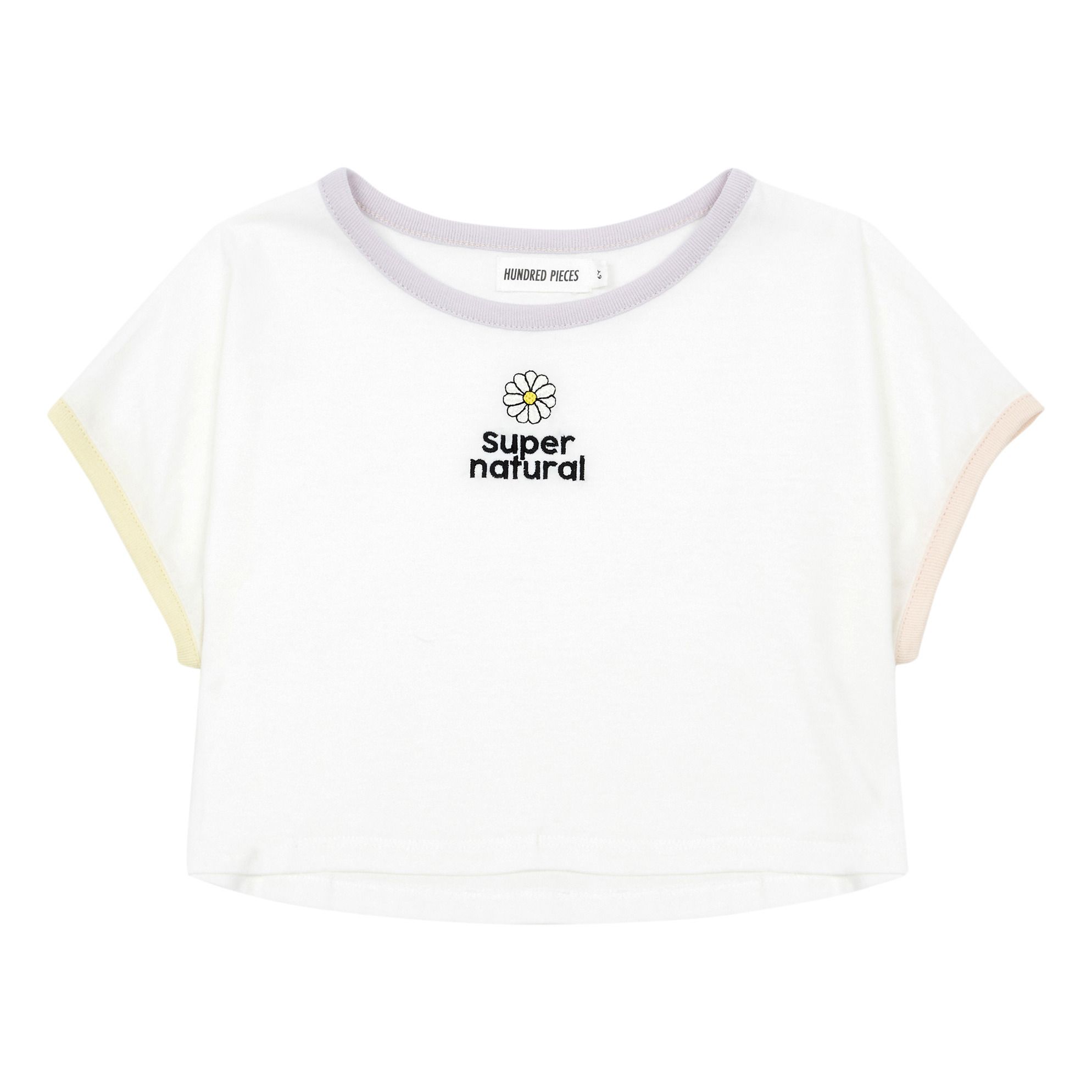Hundred Pieces - T-Shirt Court Super Natural Coton Bio - Fille - Blanc cassé