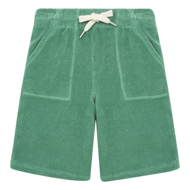 green terry cloth shorts