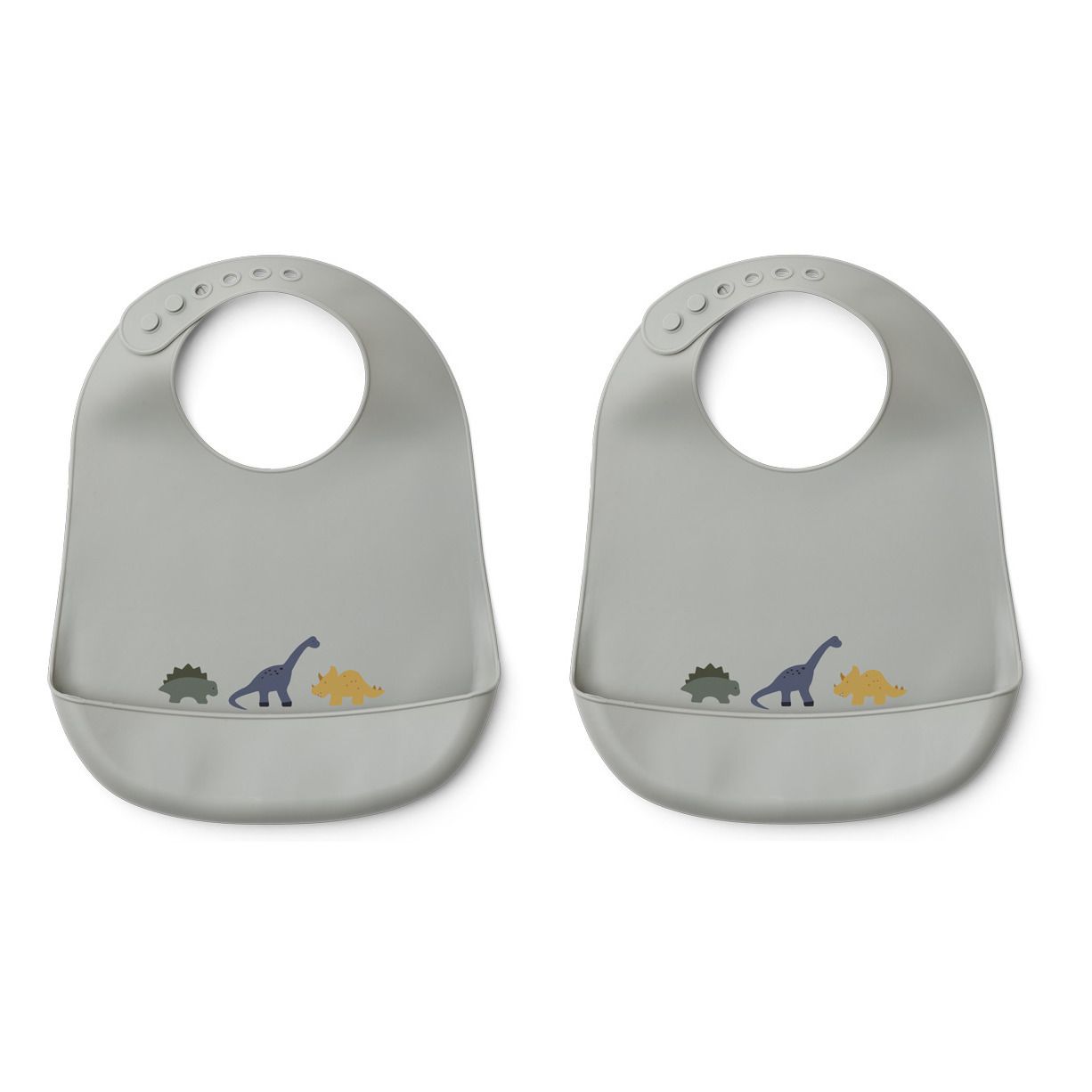 Liewood - Bavoirs Tilda Dino en silicone - Set de 2 - Bleu gris