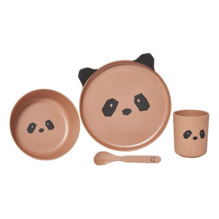 Set vaisselle Panda en bambou Rose Liewood Design Bébé , Enfant