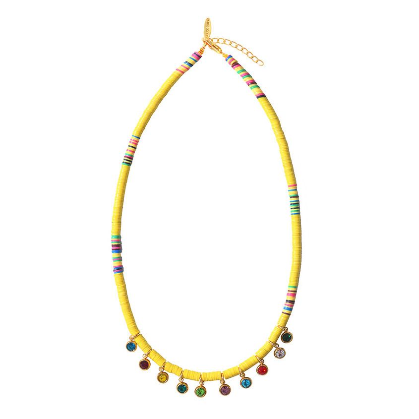 Allthemust - Collier Heishi Strass - Femme - Jaune