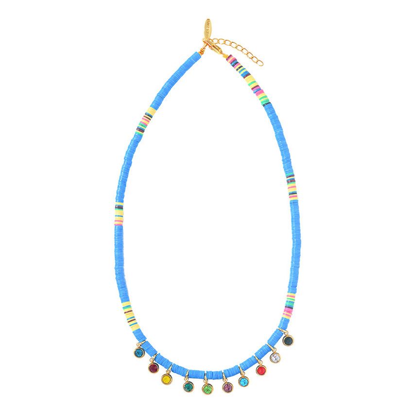 Allthemust - Collier Heishi Strass - Femme - Bleu