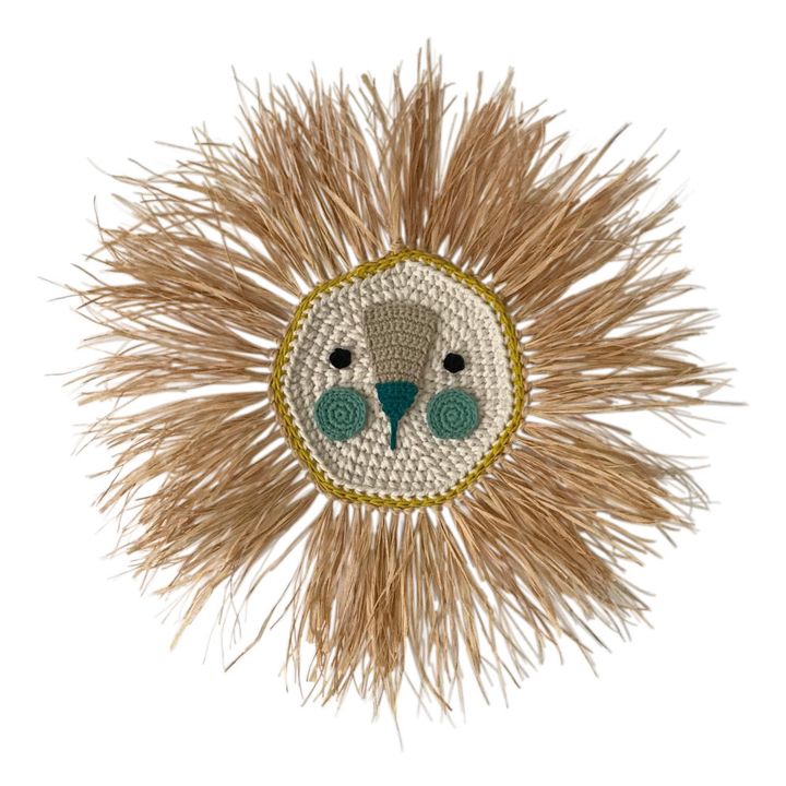 Raffia Lion Wall Mount | Turquoise- Product image n°0