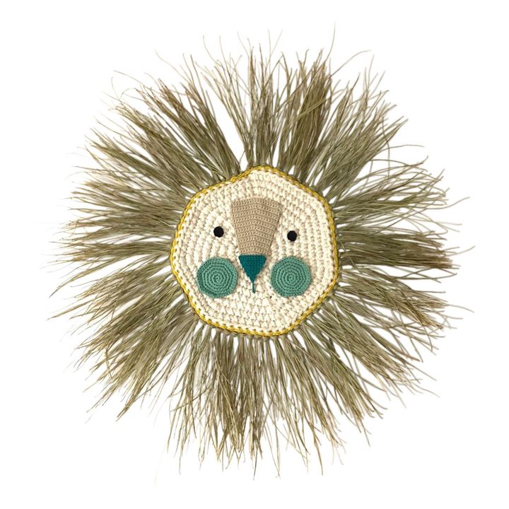 Raffia Lion Wall Mount | Turquoise- Product image n°0
