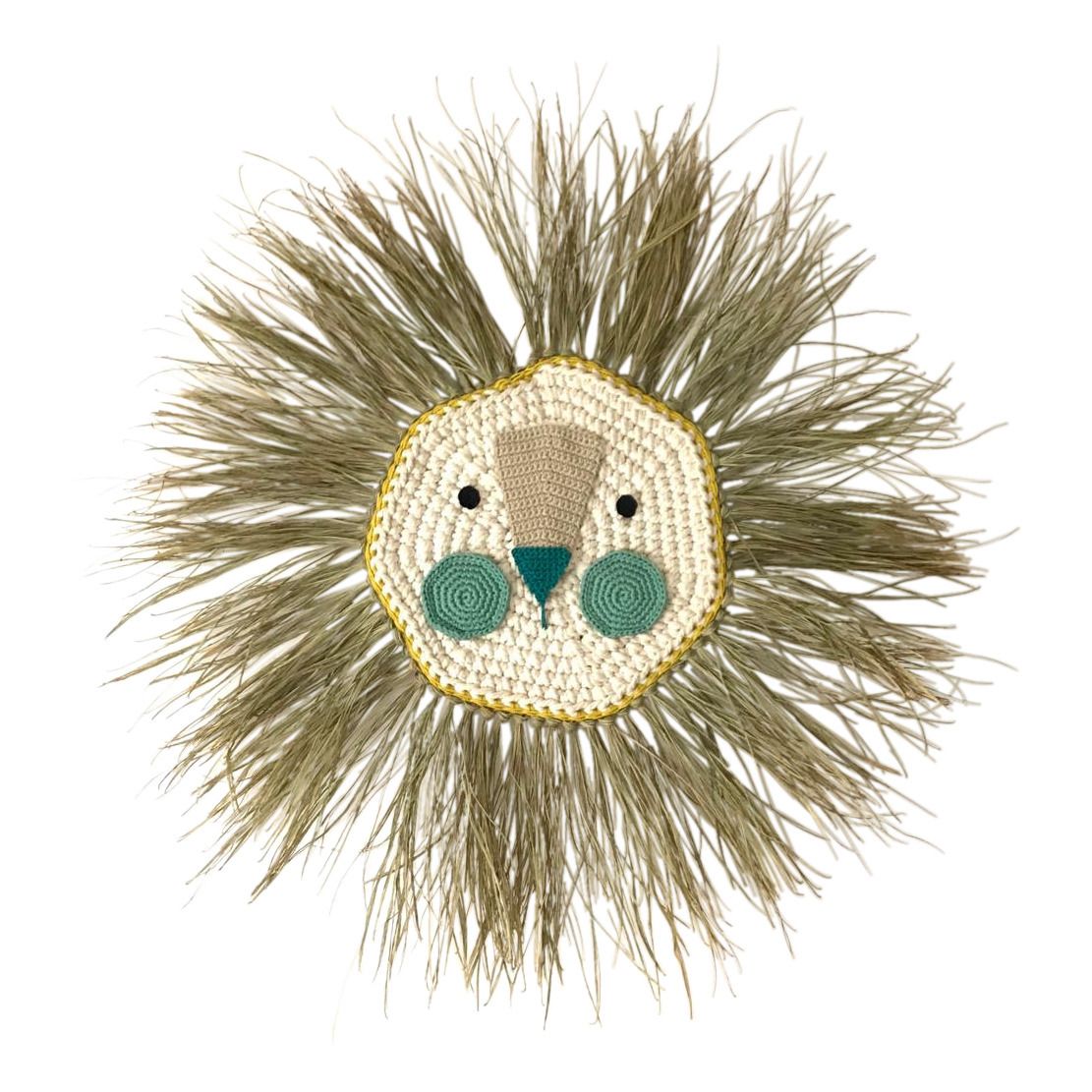 Raffia Lion Wall Mount Turquoise- Product image n°0
