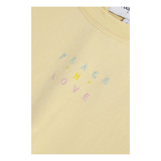 T-Shirt Peace'n'Love in cotone bio- Collezione Donna - Vaniglia