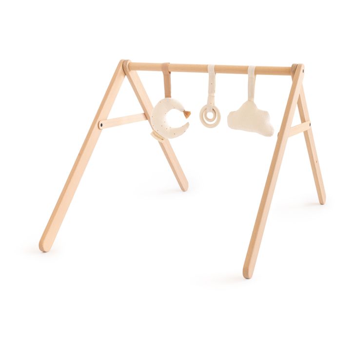 Arco de estímulo de madera y sus juguetes | Crema- Imagen del producto n°0