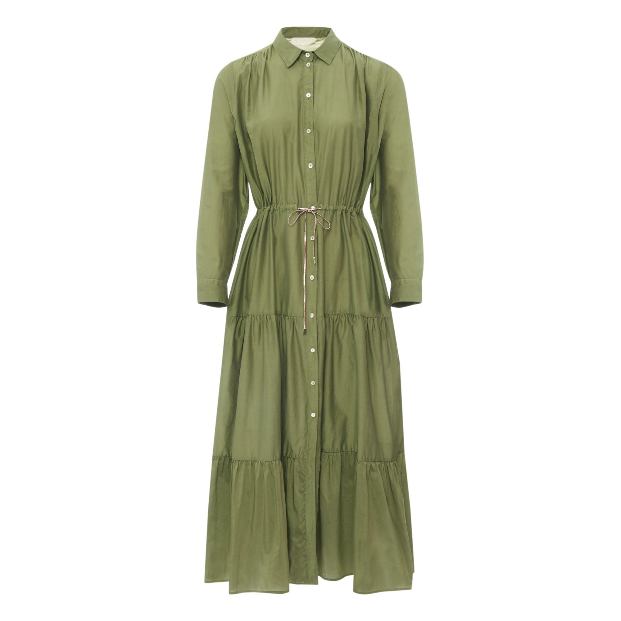 Momoni - Robe Chemise Sicilia Coton et Soie - Femme - Vert