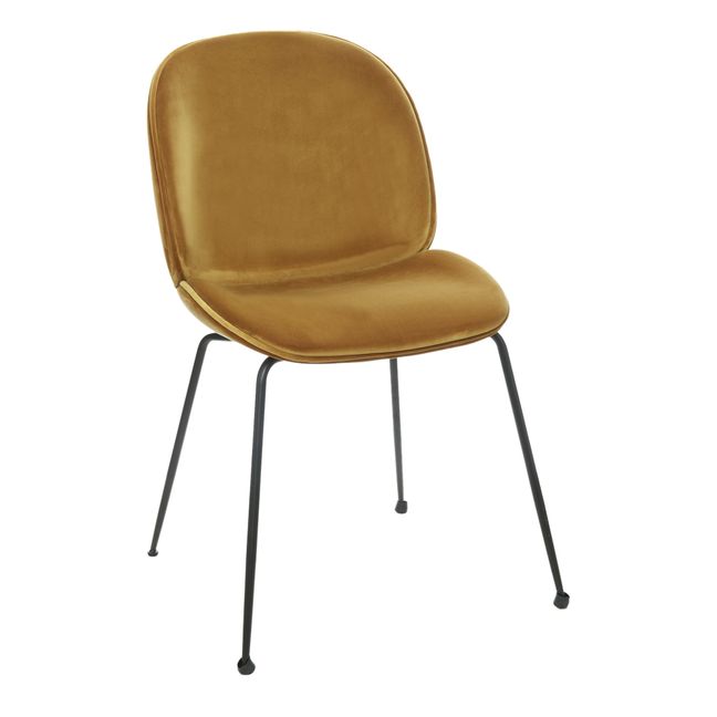GamFratesi Upholstered Velvet Beetle Chair + Black Base  Mustard
