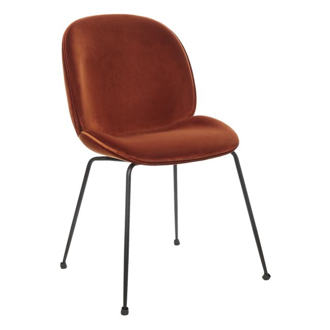GamFratesi Upholstered Velvet Beetle Chair + Black Base  Rust
