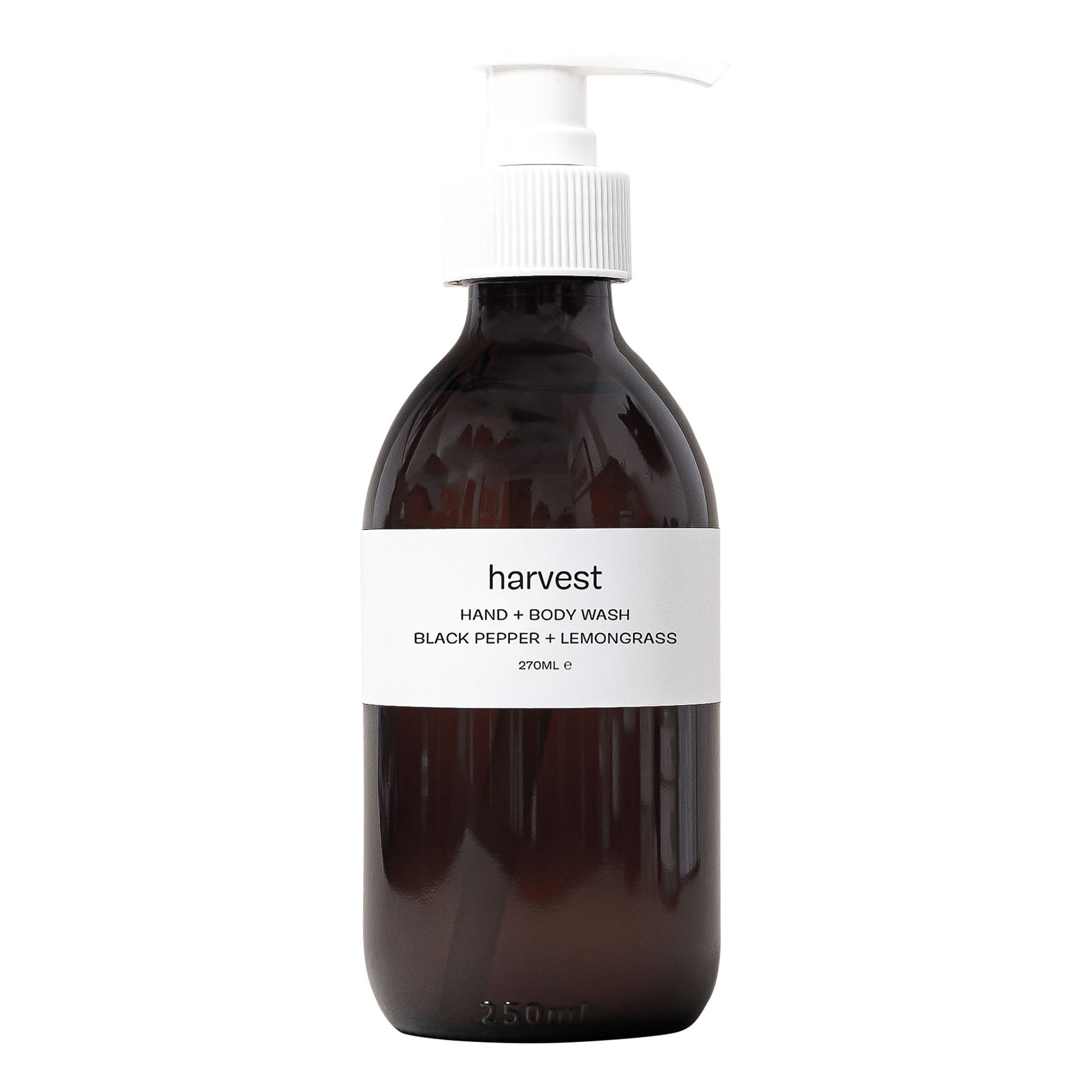 Harvest Skincare - Savon liquide pour main et corps, Black pepper Lemongrass - 270 ml - Transparent