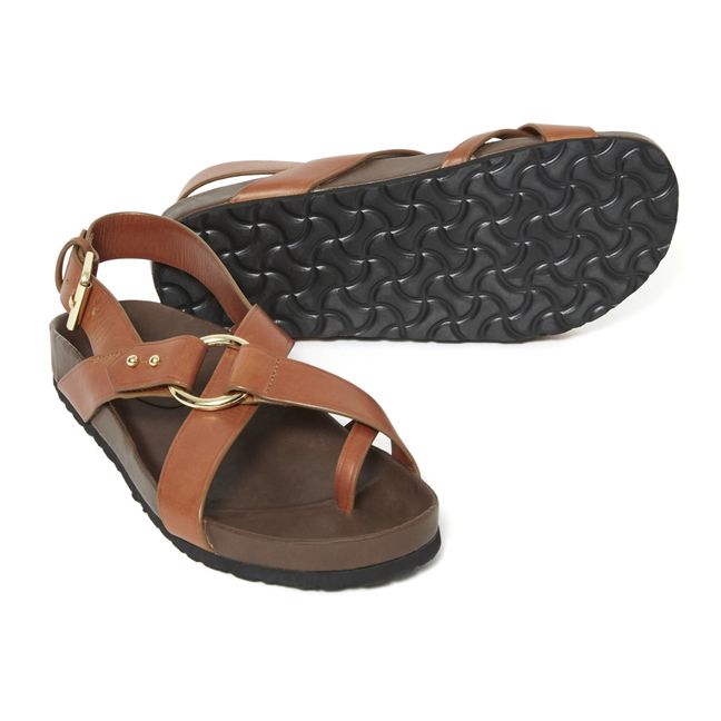 Ledersandalen Mexico | Cognac-Farbe