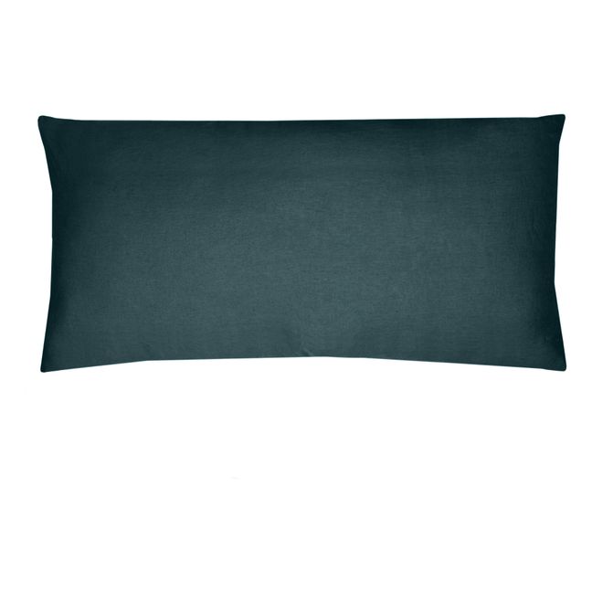 Housse de coussin en lin lavé | Bleu Fané