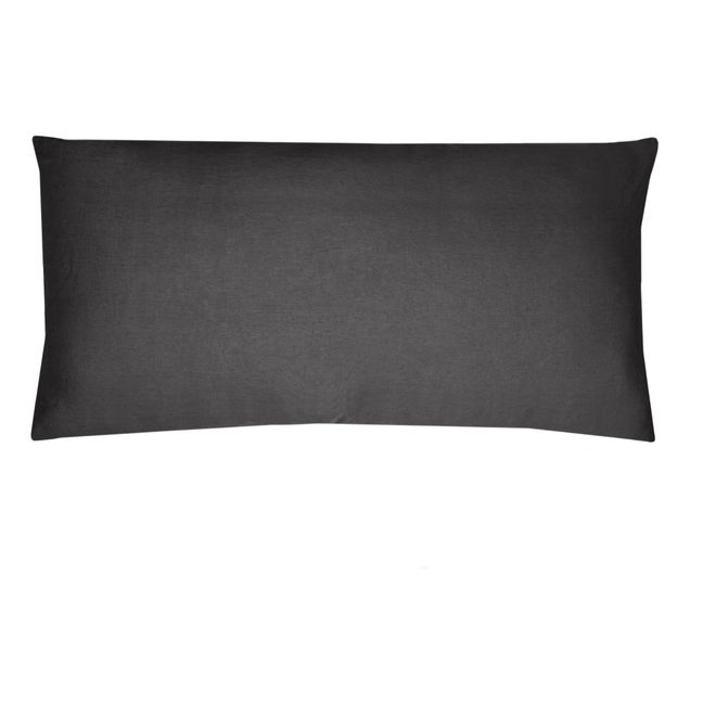 Housse de coussin en lin lavé | Carbone