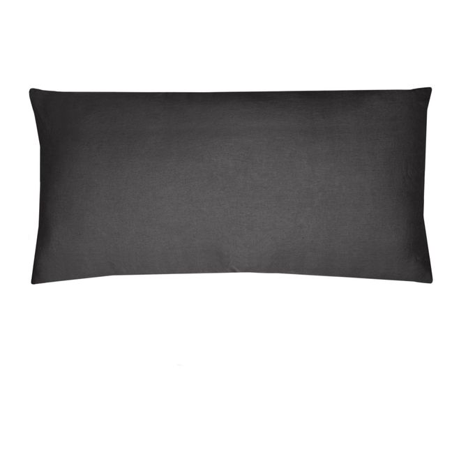 Housse de coussin en lin lavé | Carbone