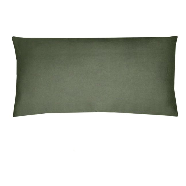 Housse de coussin en lin lavé | Vert kaki