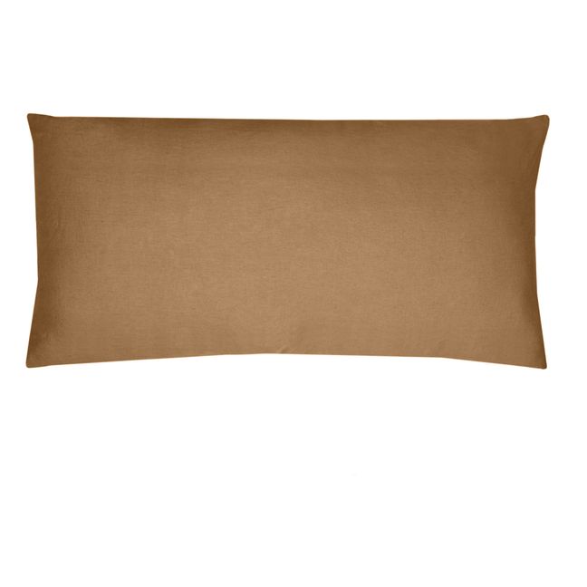 Housse de coussin en lin lavé | Noisette