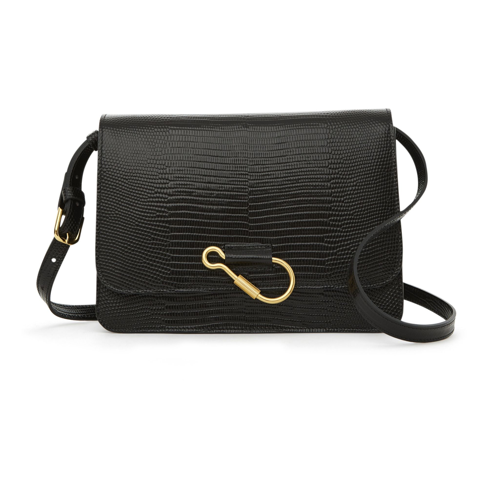 Little Liffner - Lizard Embossed Leather Hook Bag - Black | Smallable