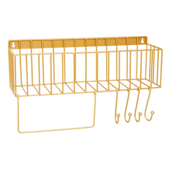Metal Shelf with Hooks Gold Rice Design Adult