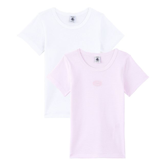 Set di 2 T-shirts a righe in cotone bio | Bianco